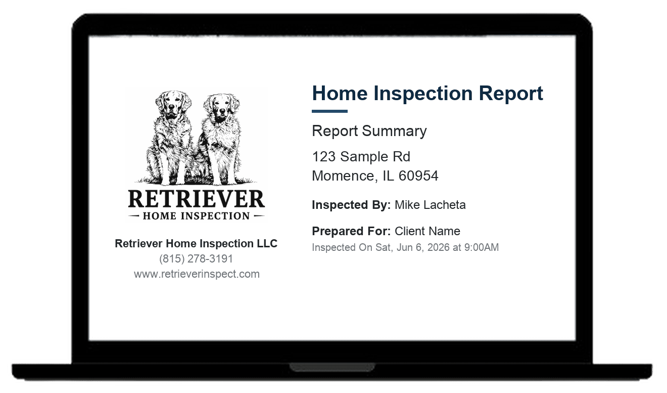 Modern home inspection report displayed on a laptop